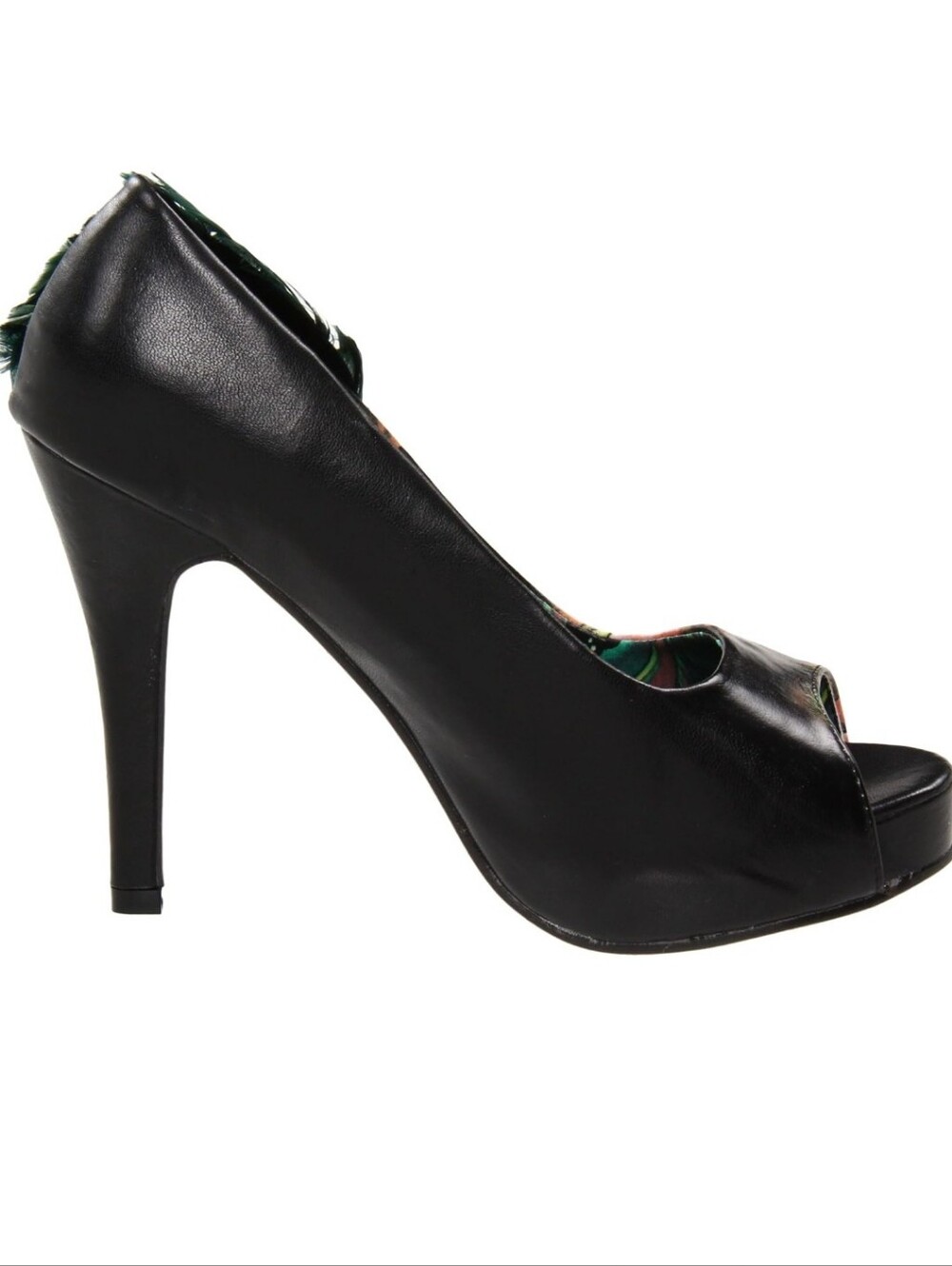 Iron Fist Vanity Fair Sugar Skull Feather Platform Heels Peep Toe Black Size 8 - Picture 8 of 16